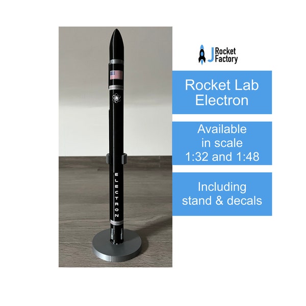 Electron from Rocket Lab 3D printed rocket model in scale 1/32 and 1/48