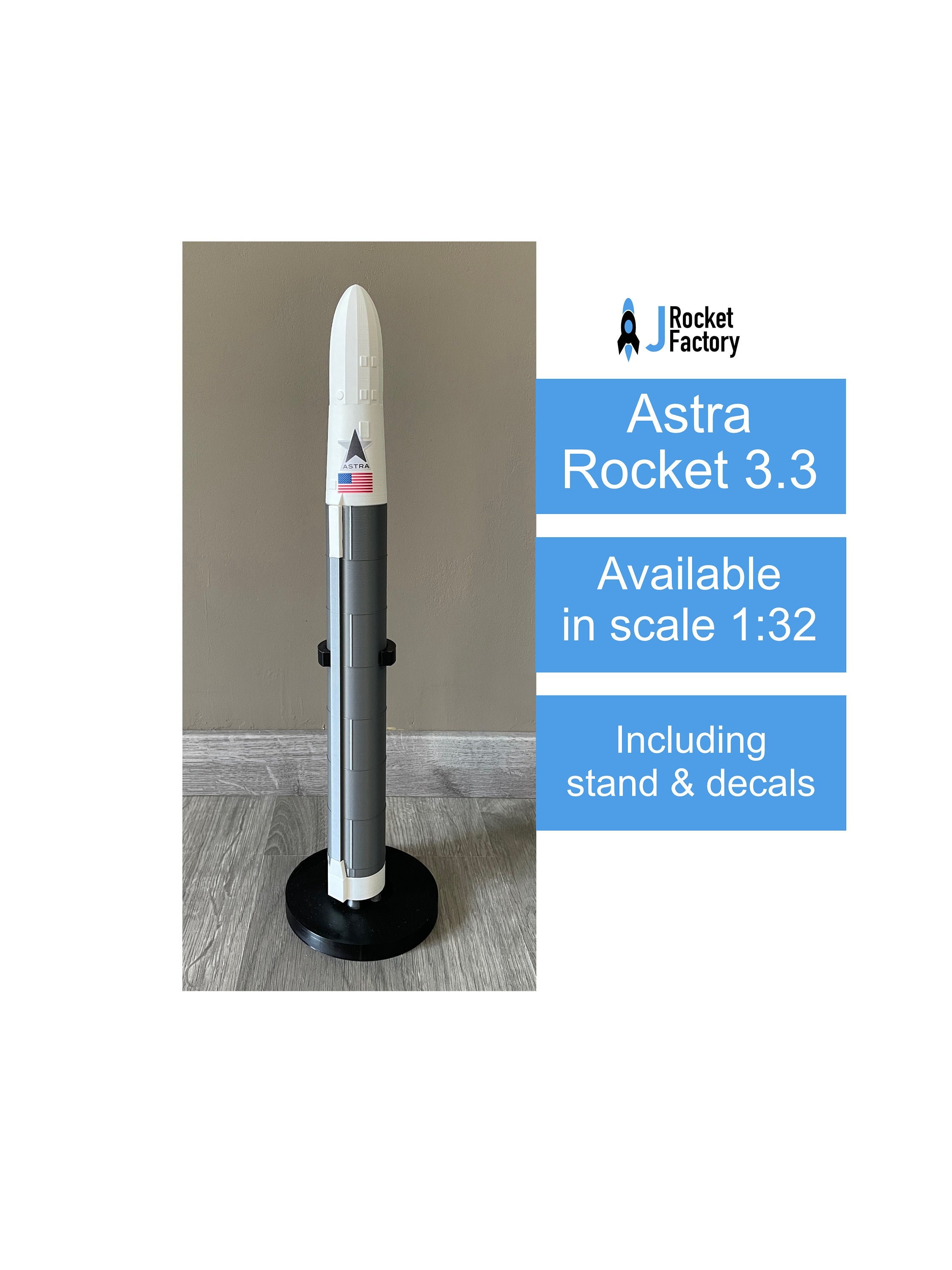 Astra Rocket 3.3 3D Printed Rocket Model Scale 1/32 Etsy