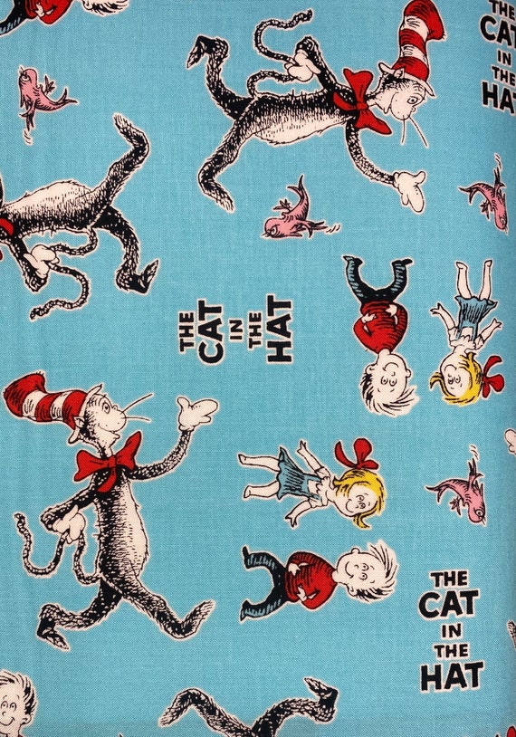 Aqua Dr Seuss Cat in the Hat Half Yard Cut