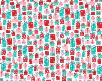 Gnome For Christmas Multi Holiday Cheer Presents Fabric- Half Yard Cut