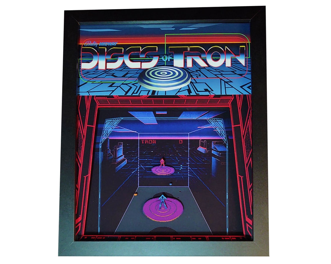 Arcade Discs of Tron Shadow Box 8 x 10 6 Etsy