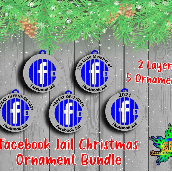 Facebook Jail | Life Time Member | Repeat Offender | SVG | PDF | Digital File | Cut File | Laser File | Jail | Facebook | Ornament