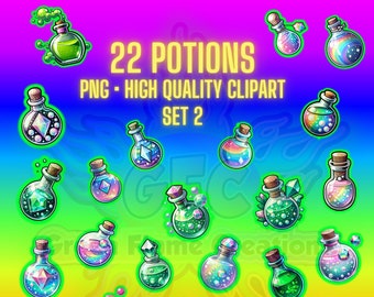 Botella de poción verde PNG / Clip Art de Halloween / Cristales / Poción mágica PNG / Clipart de poción de acuarela / Descarga digital / Clipart de fantasía