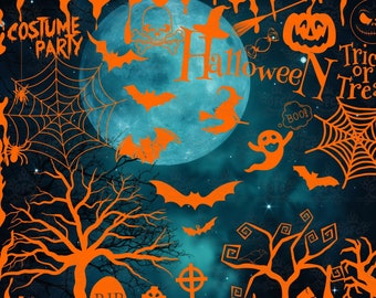 Halloween Clip Art, SVG, PDF, Laser File, Cutter File, Digital, Spooky, File, Images, Silhouette, Glowforge, Cricut, Cut File, Pumpkin, Tree