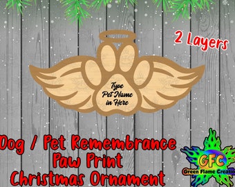 Adorno conmemorativo de impresión de pata, Adorno de recuerdo, SVG, PDF, Archivo de corte, Grabador láser, Digital, Pata de perro, Mascota, Bebé de piel, Pata de gato, Archivo láser
