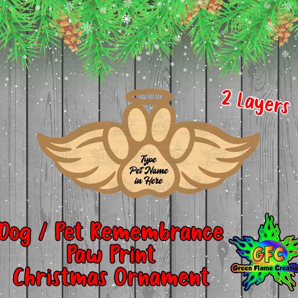 Paw Print Memorial Ornament, Remembrance Ornament, SVG, PDF, Cut File, Laser Engraver, Digital, Dog Paw, Pet, Fur Baby, Cat Paw, Laser File