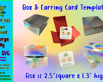 Plantilla de caja cuadrada pequeña, embalaje, PDF, SVG, archivo de corte, láser, Cricut, silueta, Glowforge, vector, cartulina, caja con tapa, caja de regalo