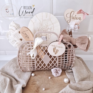 Geschenk Geburt, personalisiertes Geschenk Geburt, Geschenk Baby Party, Geschenk Baby, Schleifenband, Geschenkset Geburt