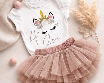 Maglietta di compleanno per bambine, maglietta per bambini per bambine, maglietta unicorno per bambine, abbigliamento per bambine, regalo unicorno per bambine, maglietta di compleanno