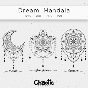 Plotter file - Dream Mandala - dxf png svg - Moon Star Dream