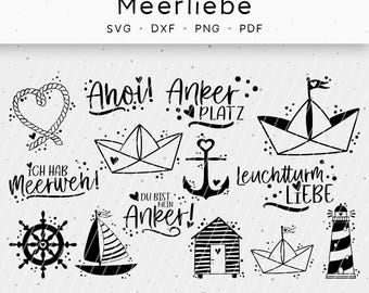 Plotter file, sea love, dxf, png, svg, lighthouse, anchor, maritime