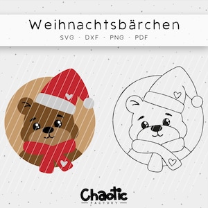 plotter file, Christmas bear, dxf, png, svg, Christmas