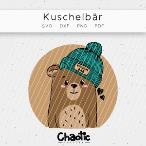Plotterdatei,  Kuschelbär, dxf, png, svg, Hipster, Bär, Mütze