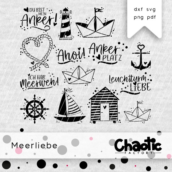 Plotter file, sea love, dxf, png, svg, lighthouse, anchor, maritime