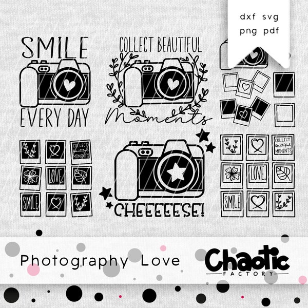 Plotterdatei, Photography Love, dxf, svg,  png, pdf, Kamera, Momente