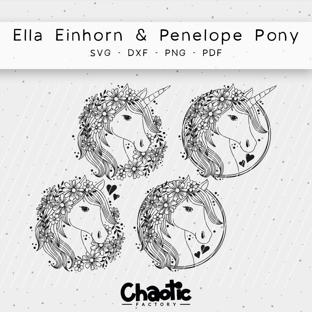 Penelope Svg Plotter File, ELLA & PENELOPE, Png, Svg, Dxf, Pdf, Horse, Unicorn - Etsy