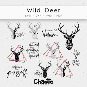 Plotterdatei, Wild Deer, Chaotic Factory,  dxf, svg, png, Hirsch, Geometrisch, Dreiecke