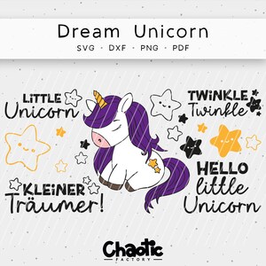 Plotter file, Dream Unicorn, dxf, svg, png, pdf, unicorn, stars
