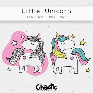 Plotter file, Little Unicorn, Chaotic Factory, dxf, svg, png, unicorn, pattern, magic, fantasy