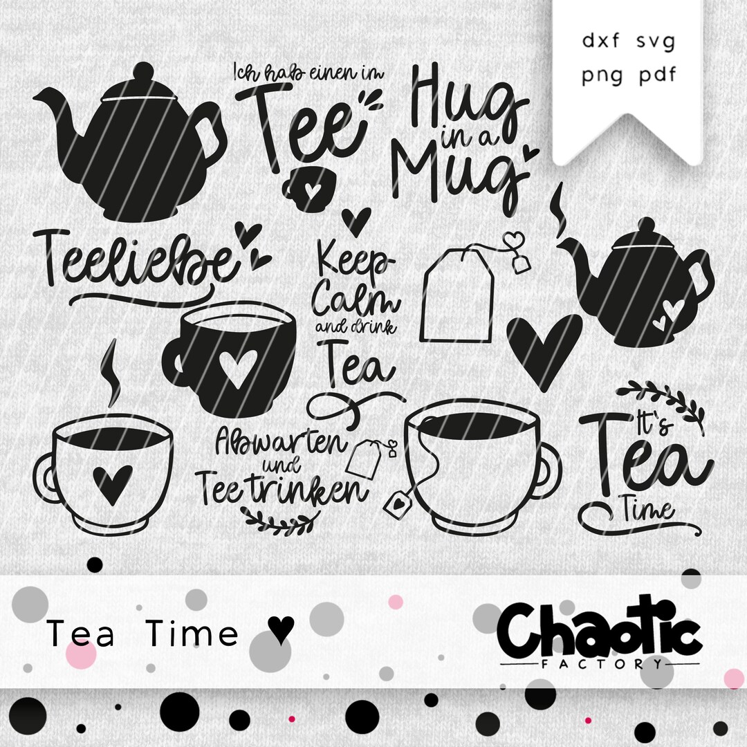 Plotterdatei, Tea Time, dxf, png, svg, Teesorten, Sprüche Etsy.de