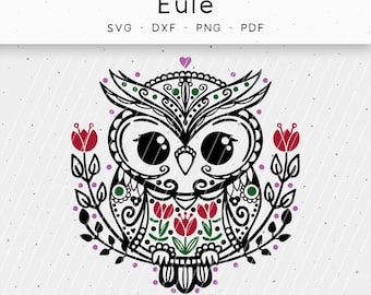 Fichier de traceur, hibou, png, svg, dxf, pdf, floral, scandinave