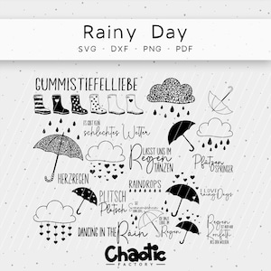 Plotter file, Rainy Day, dxf, svg, png, pdf, umbrellas, sayings