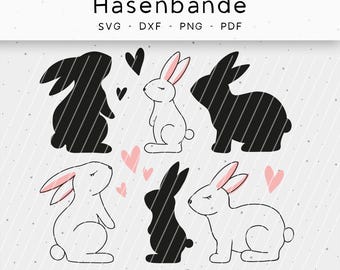 Plotterbestand, groep konijntjes, dxf, png, svg, Pasen, paashaas