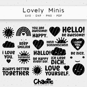 Plotter file, Lovely Minis, dxf, png, svg, sayings, symbols
