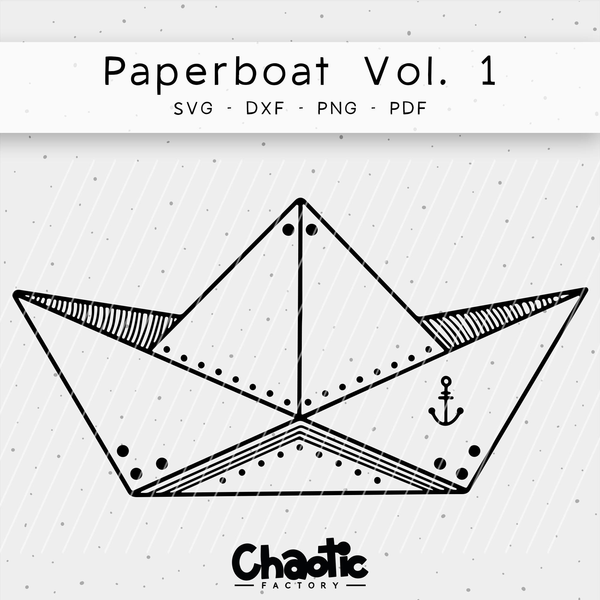 Plotter file, Paperboat Vol1, Chaotic Factory, dxf, svg, png, paper boat, pattern