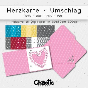Archivo de trazador, tarjeta de corazón + sobre, Chaotic Factory, dxf, svg, png, Digipaper