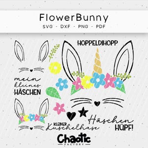 Plotter file, FlowerBunny, Chaotic Factory, dxf, svg, png, unicorn, rabbit