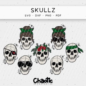 Plotterdatei, SKULLZ, Chaotic Factory, dxf, svg, png, pdf, Totenköpfe, Halloween