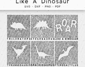 Plotter file, Like A Dinosaur, png, svg, dxf, pdf, Dinos