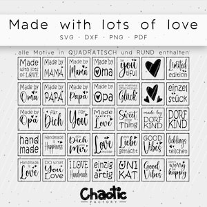 Plotter file, Labels Made with Lots of Love, dxf, svg, png, pdf, Handmade, labels