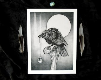 Oracle | Crow and Femur Bone Giclée Print