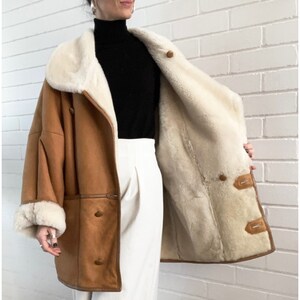 Tan shearling coat shop
