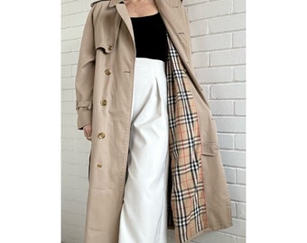 Burberry Vintage Trench Coat - Taglia donna 16 uk (44 eur) (12 usa) - Beige - Cintura - Autentico - Mac - Impermeabile - Haymarket