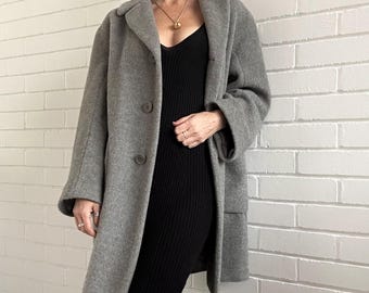 Vintage Max Mara Coat - Grey  - Alpaca & Virgin Wool - Womens size 10 uk (38 eur) (6 usa) - Midi