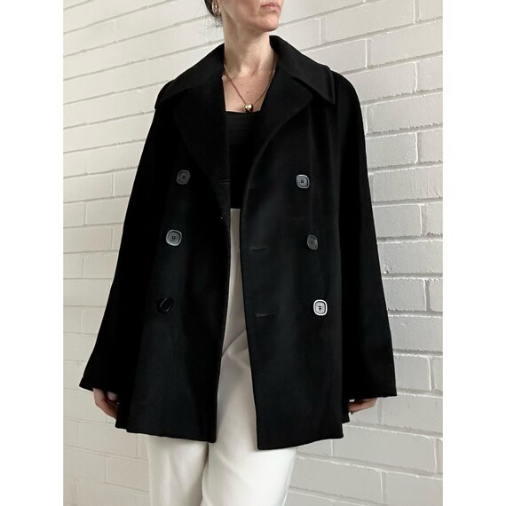 Vintage Max Mara Black Virgin Wool Coat UK 12 USA New