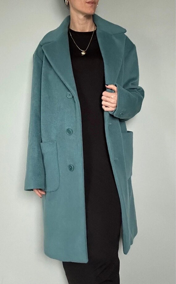 Max Mara Weekend Coat – Wool mohair alpaca - Teal - UK 14 - Vintage
