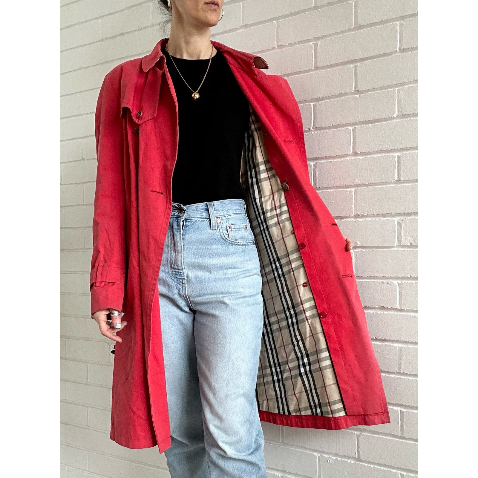 Vintage red burberry trench coat sale