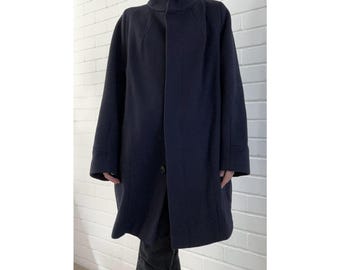 Vintage Max Mara Weekend Virgin Wool Coat - Navy / Dark Blue   - Womens size 16 uk  (44 eur) (12 USA) - Mid Length