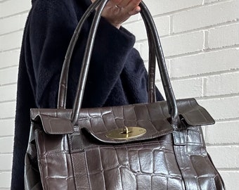 Vintage Mulberry Bayswater Leather Handbag - 100% authentic  - Dark Brown - Mulberry bag - Shoulder - Wrist