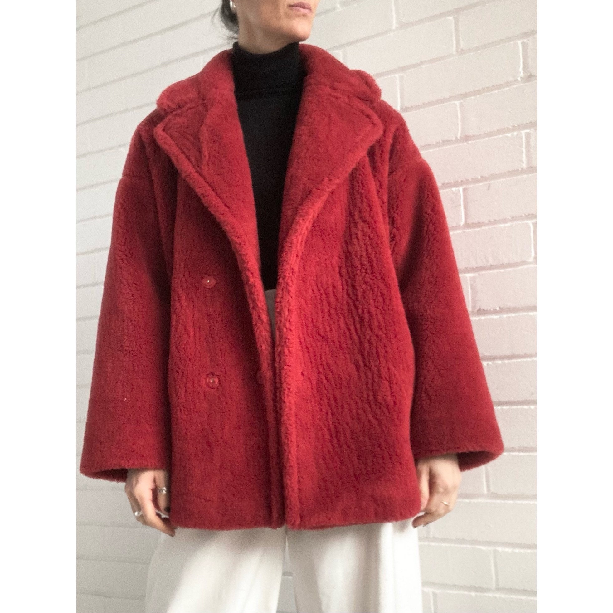 Won Vallen liberaal Vintage Max Mara Teddy Bear Icon Coat Red Short Womens - Etsy