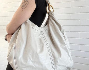 Miu Miu Leather Ring Hobo Shoulder Bag – Cream Soft Leather - Vintage - Authentic