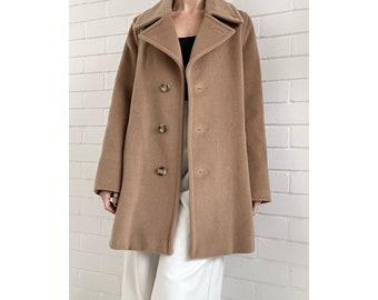 Max Mara Vintage Wool Coat - Camel - Tan - Brown - Womens size 8 uk (36 eur) (4 usa) - Vintage - True to Size