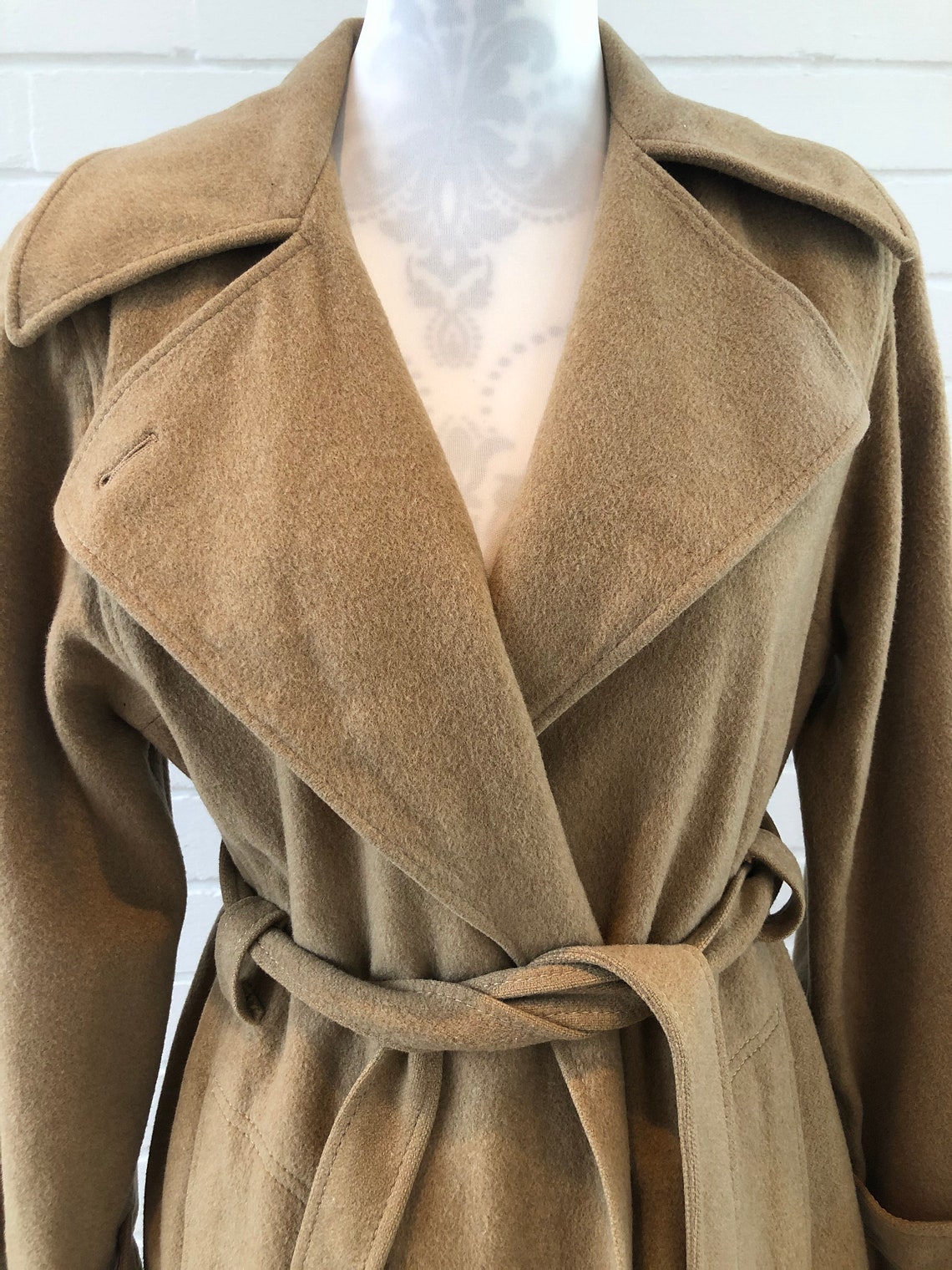80s Vintage Wrap Coat Mansfield Wool & Cashmere Camel / | Etsy