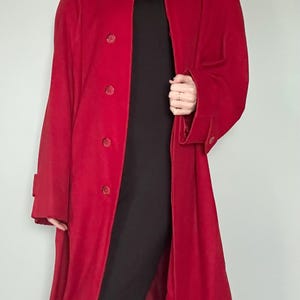 Vintage Burberry alpaca wollen jas - rood - oversized lange jas, damesmaat UK 16