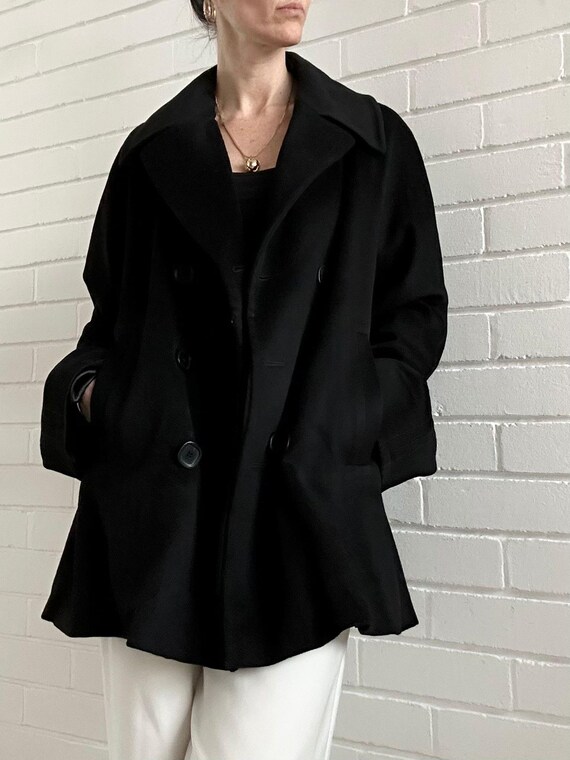 Vintage Max Mara Black Virgin Wool Coat UK 12 USA New
