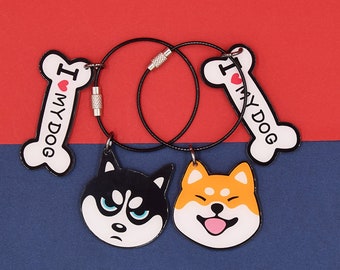 Team Husky Keychain pawprint leather